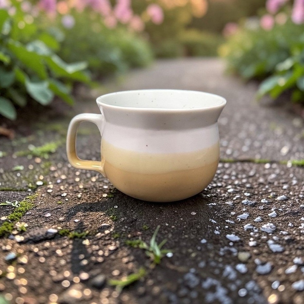 Speckled Yellow Tan Ombre Stoneware Mug, Studio Pottery Coffee‎ Cup, Soup Bowl